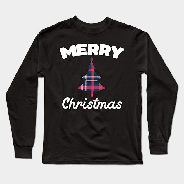 Merry Christmas Classic Tartan and Buffalo Check Long Sleeve T-Shirt by cranko